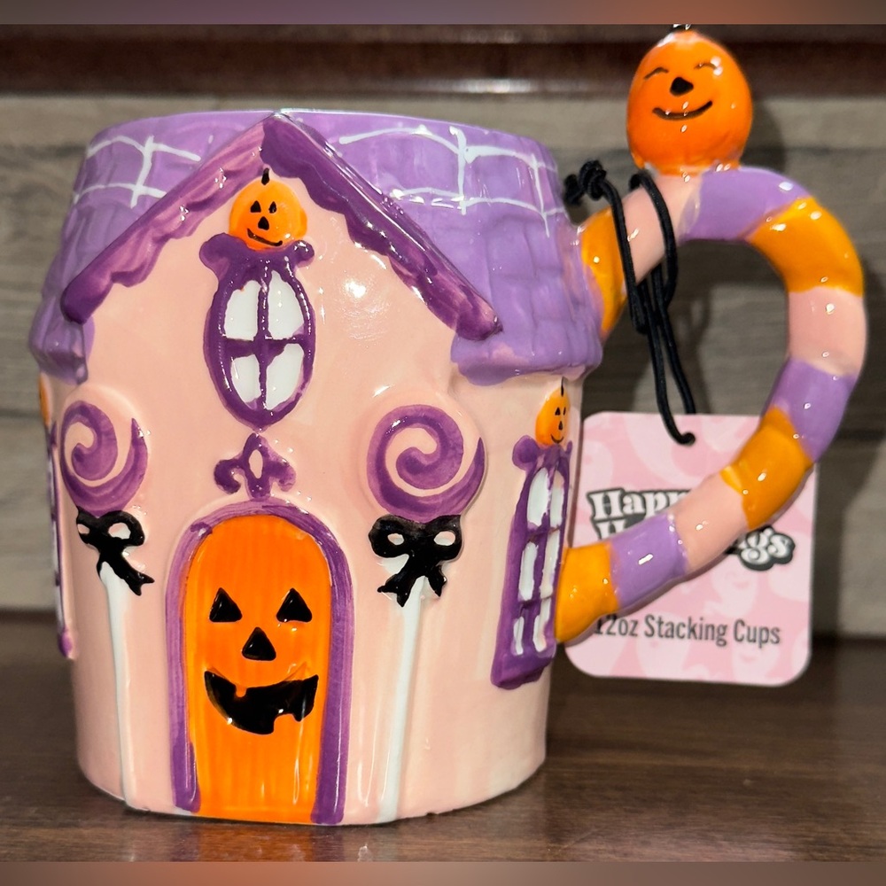 Super Cute 🥰 Halloween 🎃 Pink Haunted House 🏚️ Ceramic Mug by Happy Hauntings